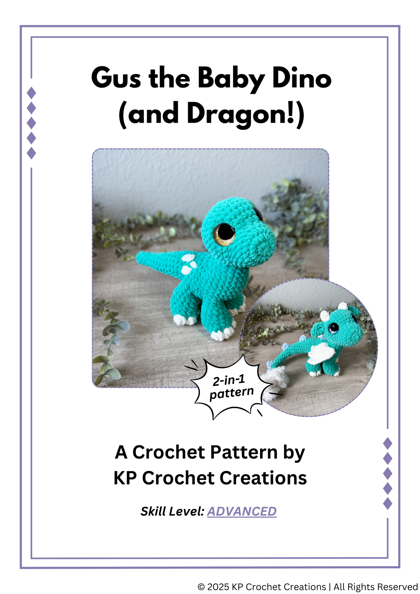 Gus the Baby Dino (and Dragon) 2-in-1 PDF Crochet Pattern