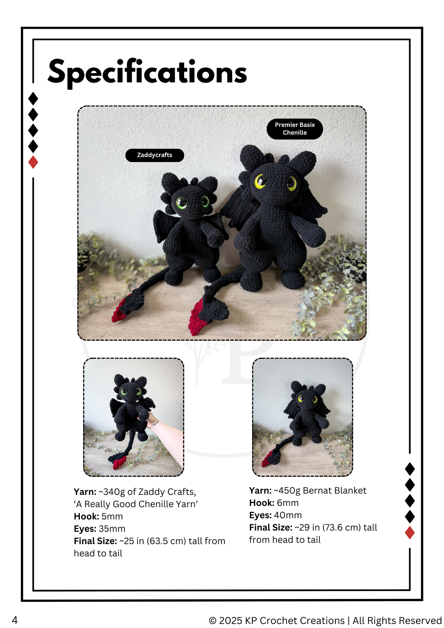 PLUSHIE Version - Supernova the Fury Dragon PDF Crochet Pattern