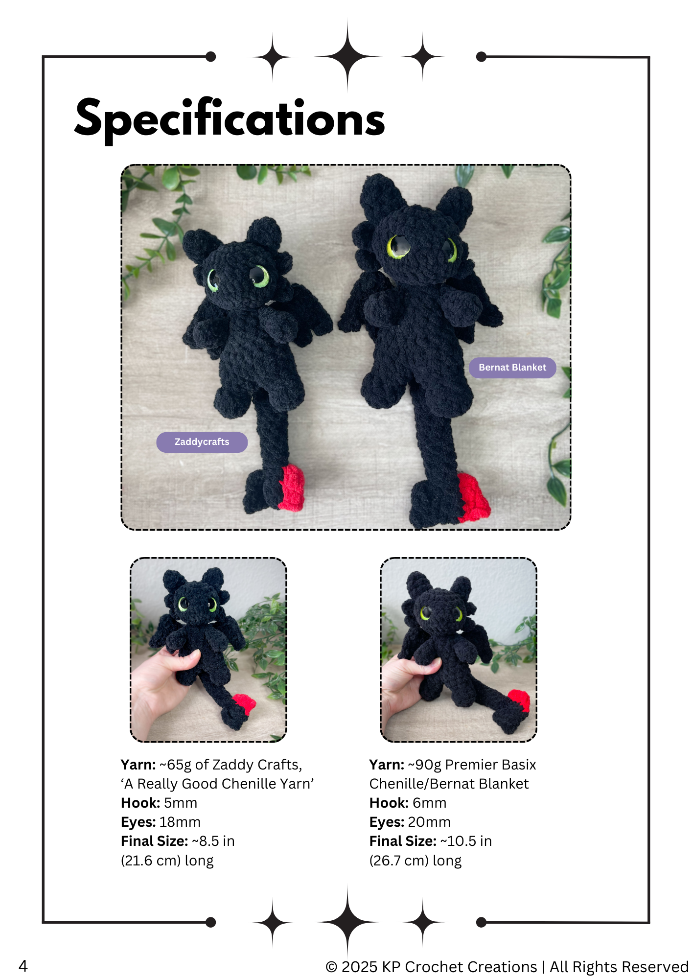Nyx the Mini Fury Dragon PDF Crochet Pattern