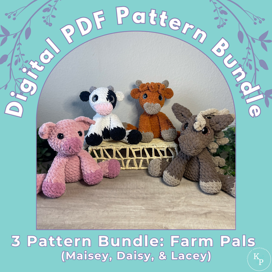 3 Pattern Bundle: Farm Pals - Maisey, Daisy, and Lacey