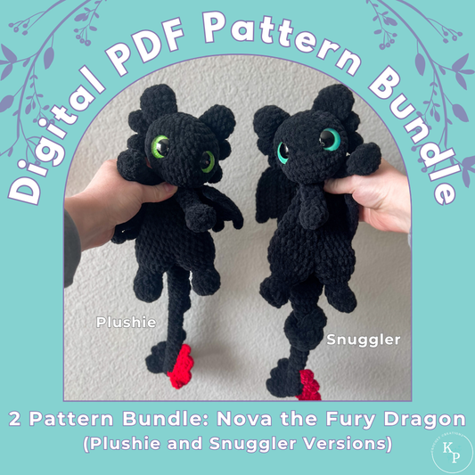 2 Pattern Bundle: Nova the Fury Dragon - Plushie and Snuggler Versions