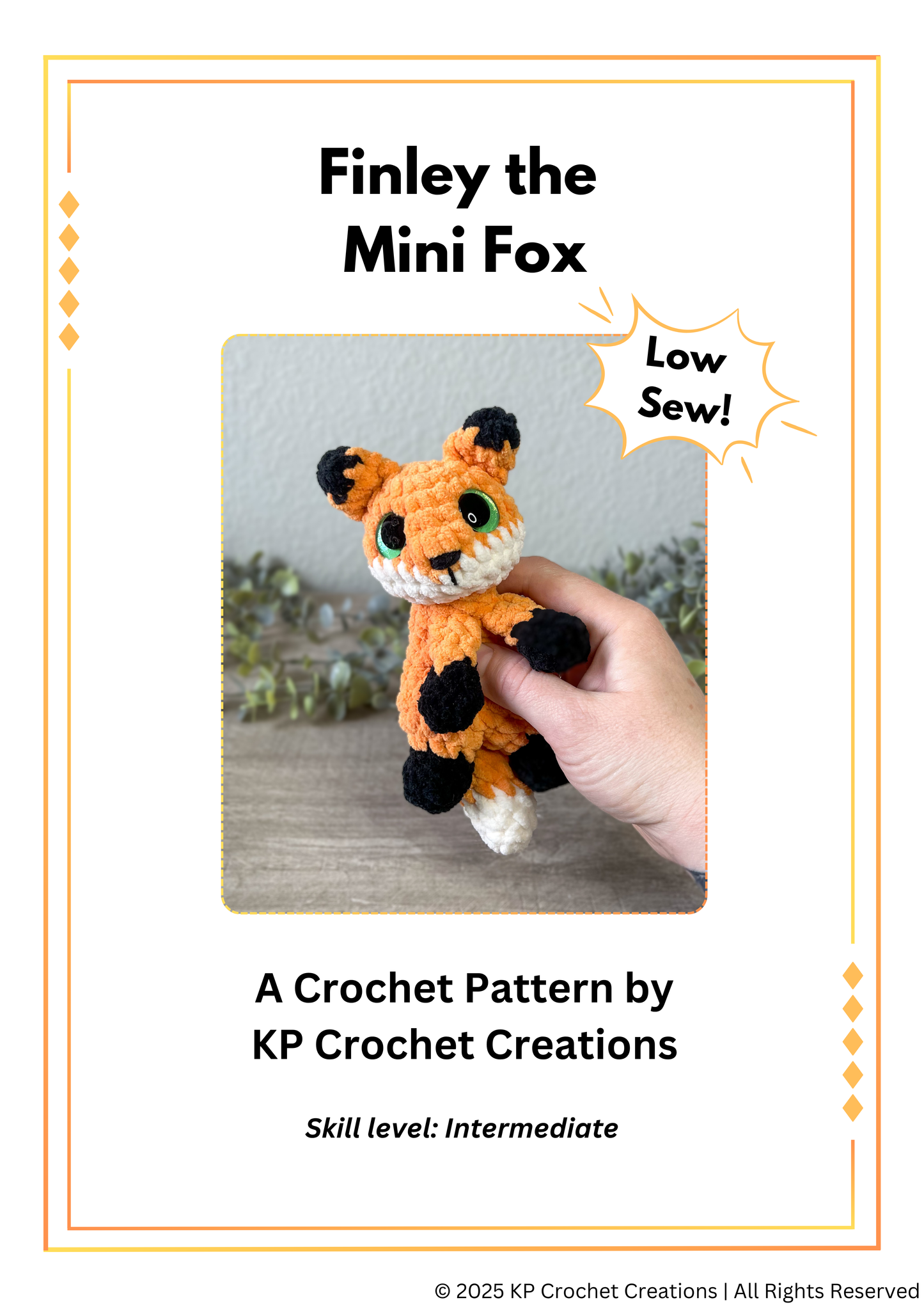 Finley the Mini Fox PDF Crochet Pattern - LOW SEW