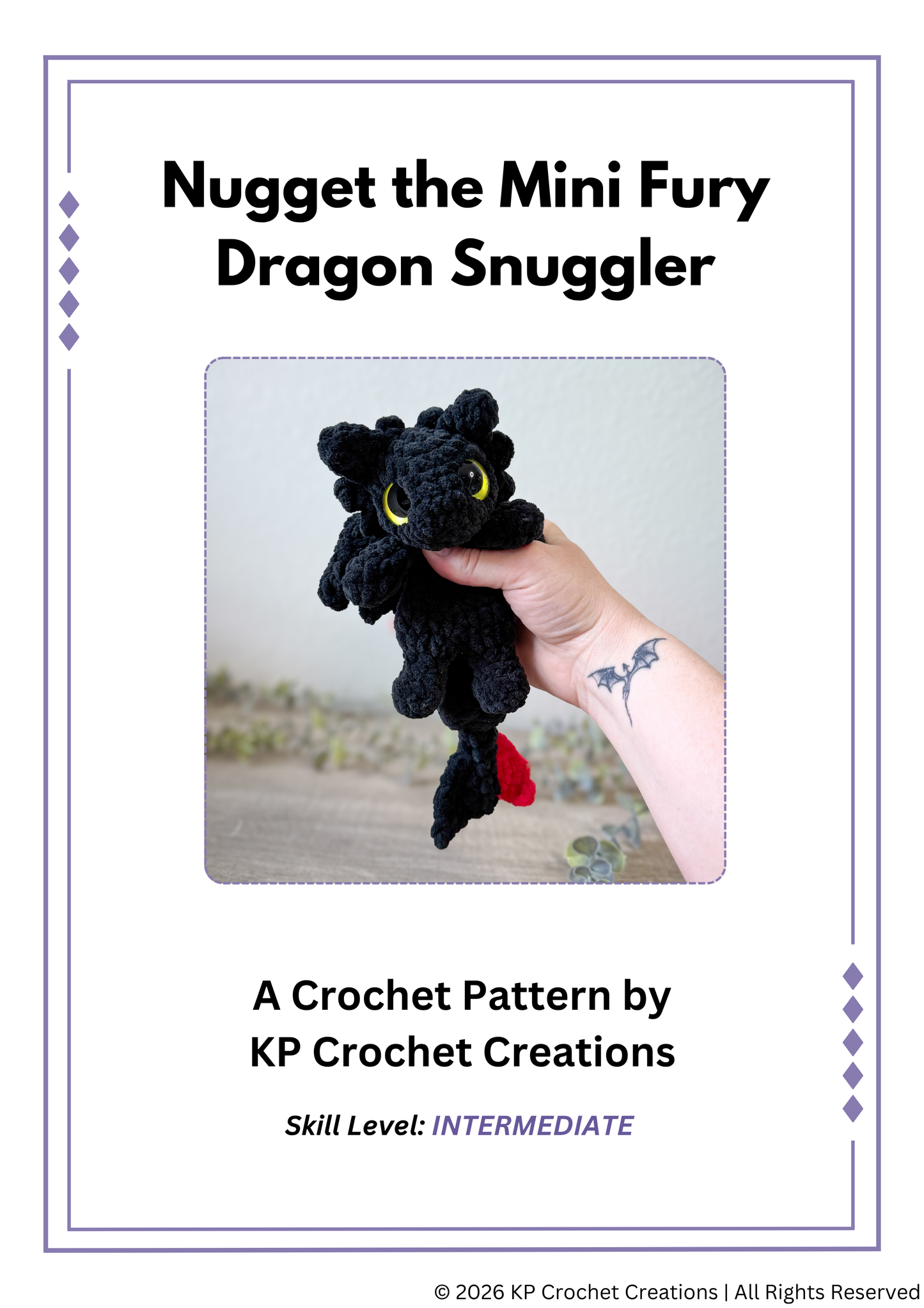 Nugget the Mini Fury Dragon Snuggler PDF Crochet Pattern