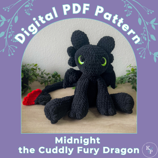 Midnight the Cuddly Fury Dragon Crochet Pattern