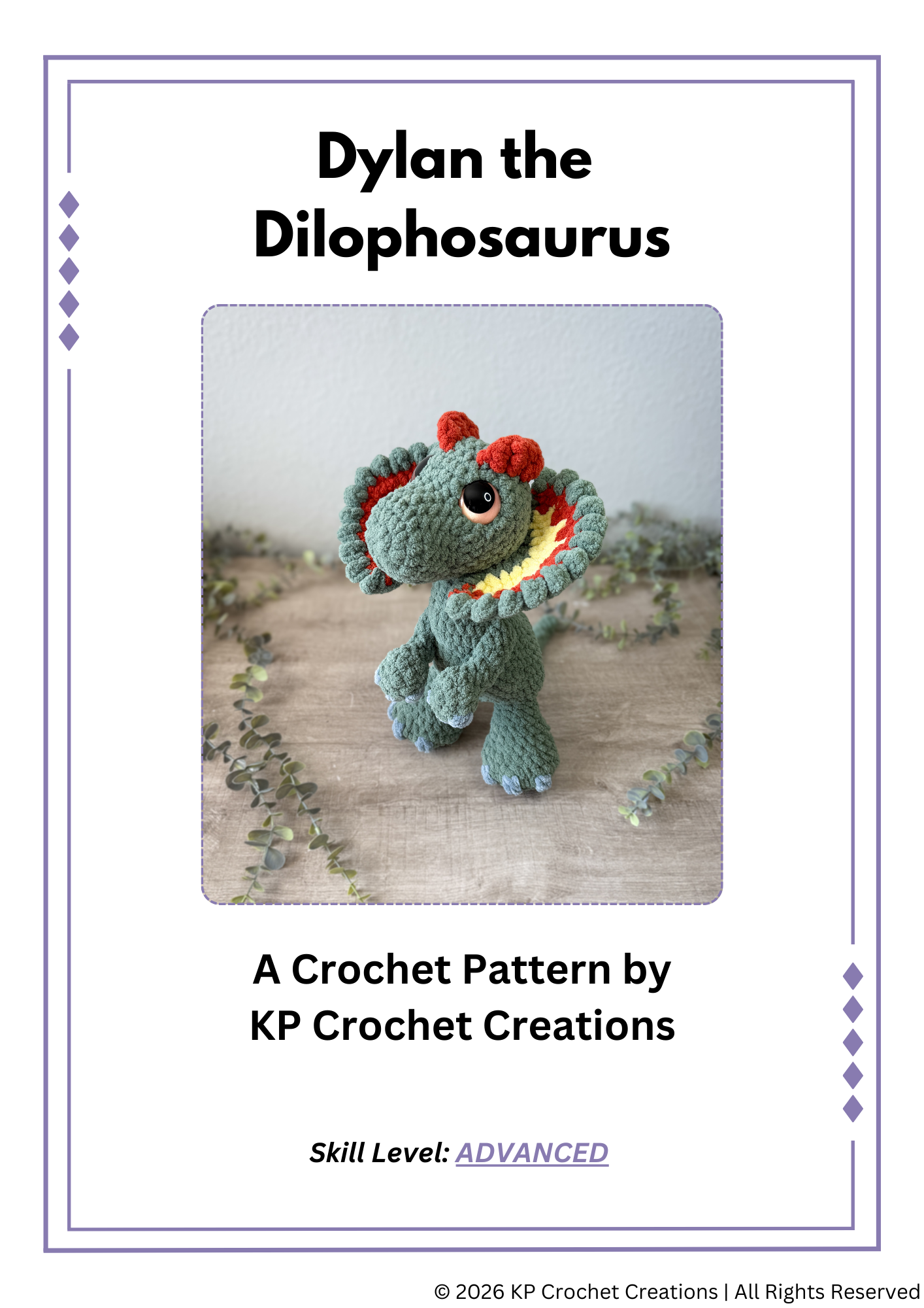 Dylan the Dilophosaurus PDF Crochet Pattern