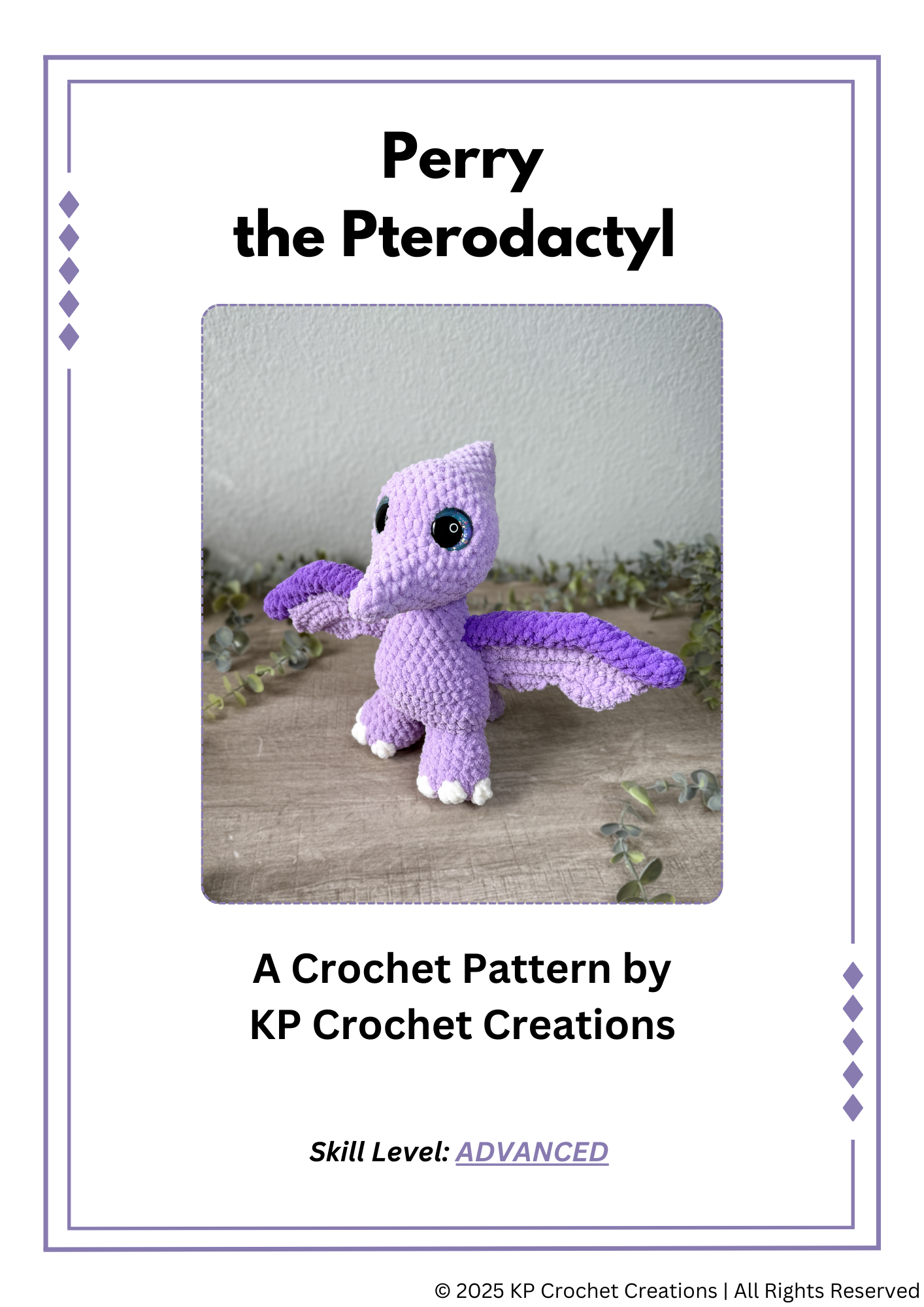 Perry the Pterodactyl PDF Crochet Pattern