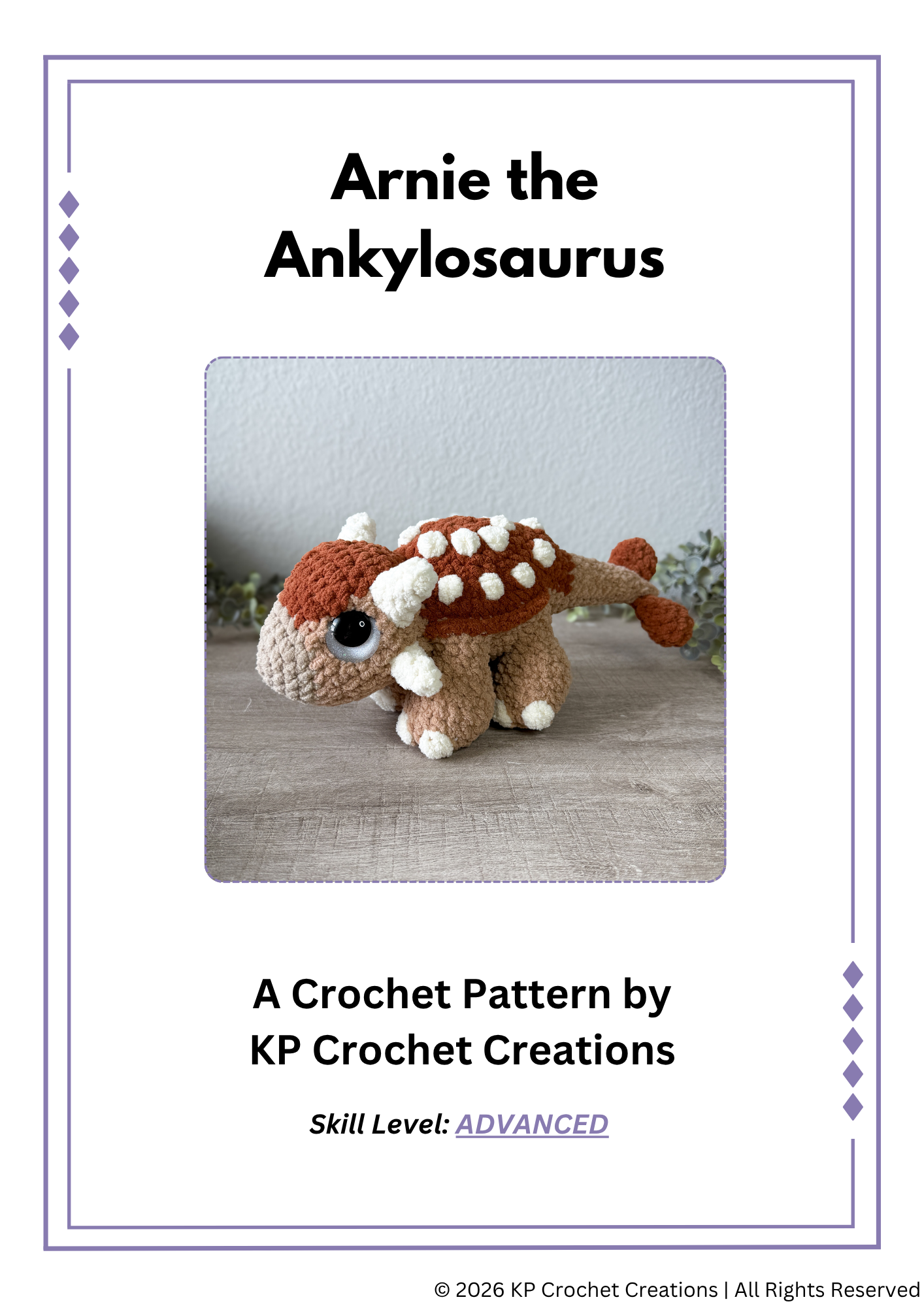 Arnie the Ankylosaurus PDF Crochet Pattern