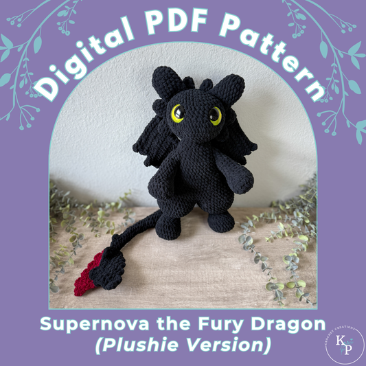 PLUSHIE Version - Supernova the Fury Dragon PDF Crochet Pattern