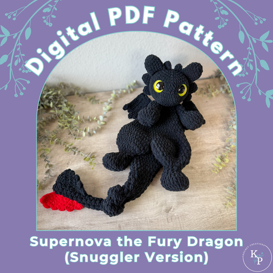 SNUGGLER Version - Supernova the Fury Dragon PDF Crochet Pattern