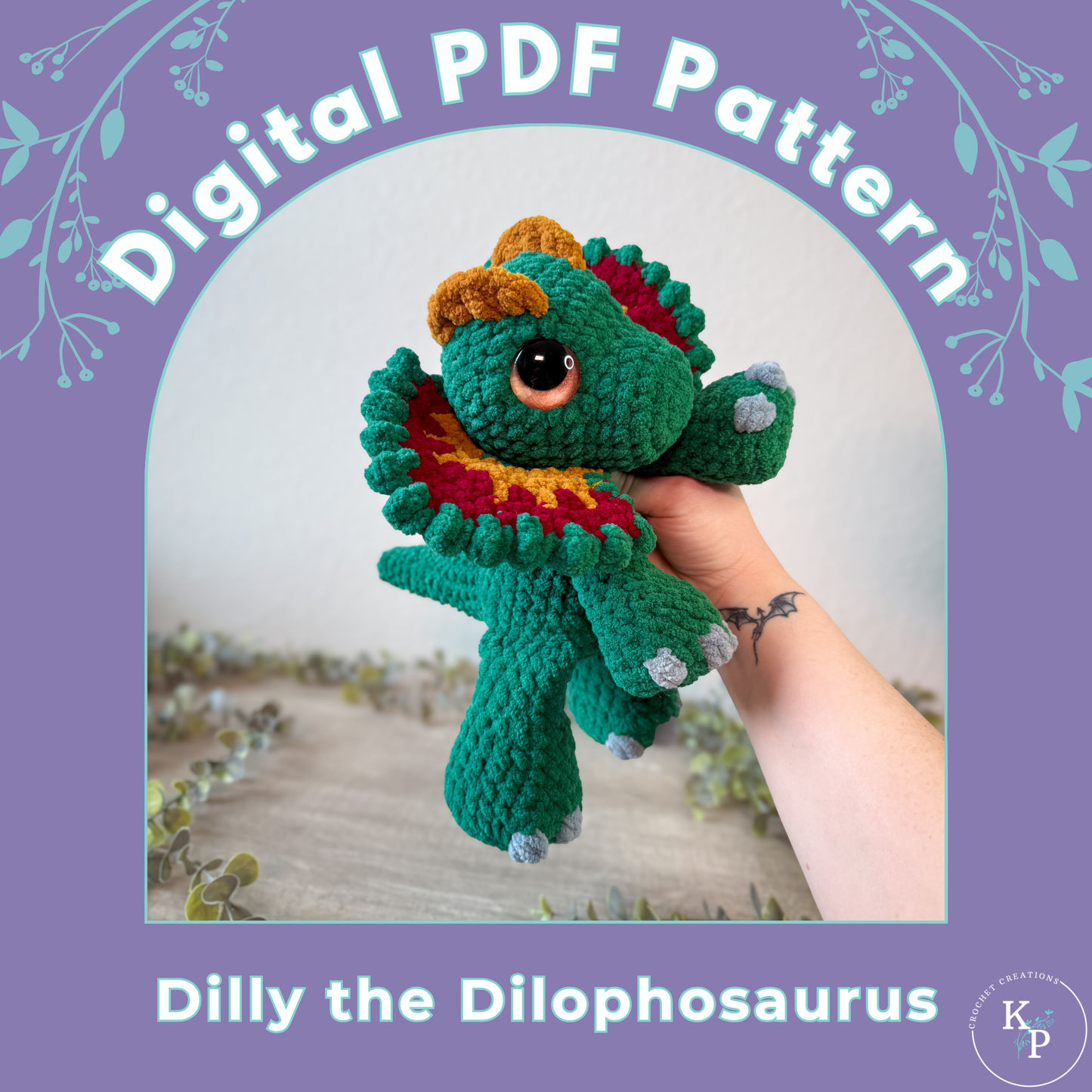 Dilly the Dilophosaurus PDF Crochet Pattern