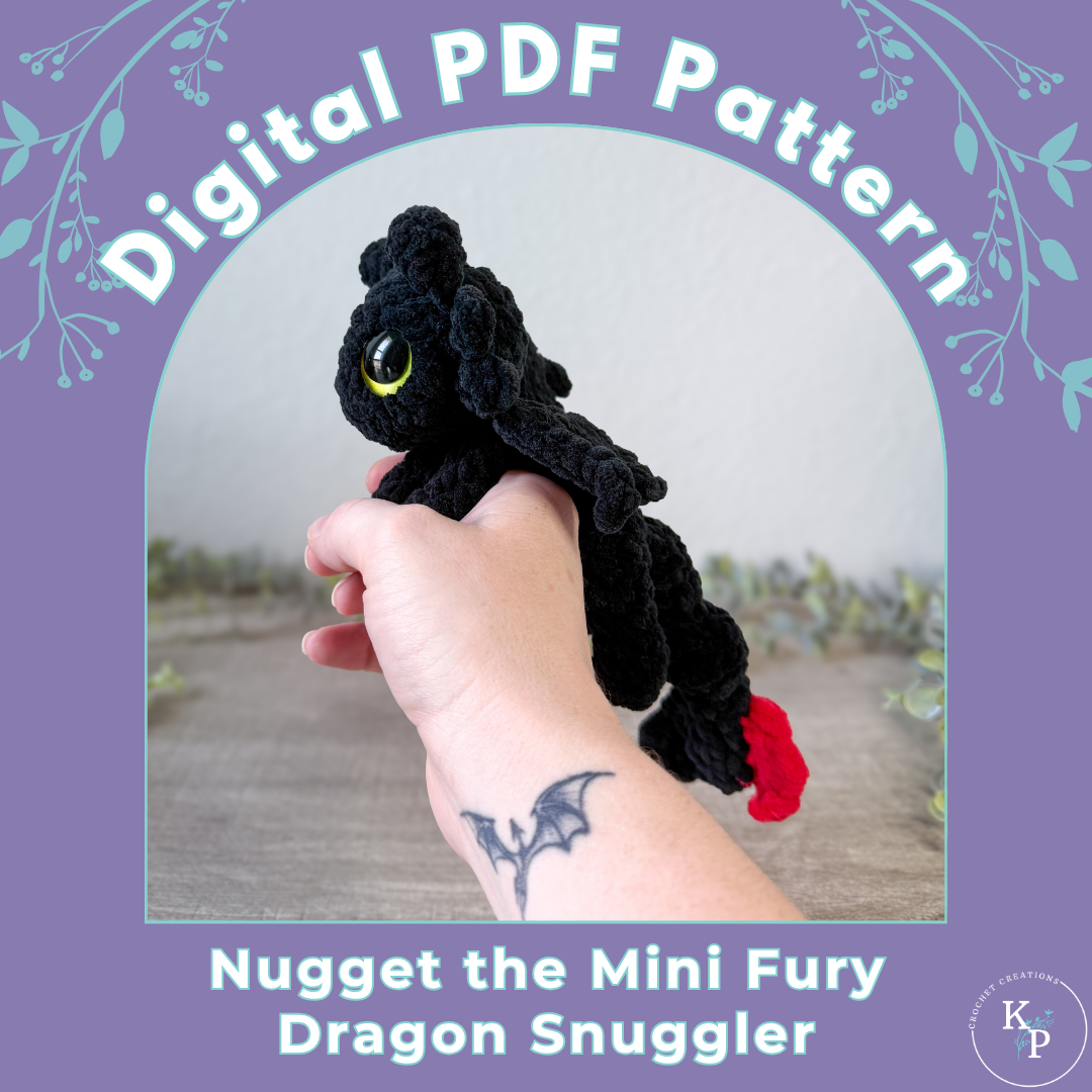 Nugget the Mini Fury Dragon Snuggler PDF Crochet Pattern