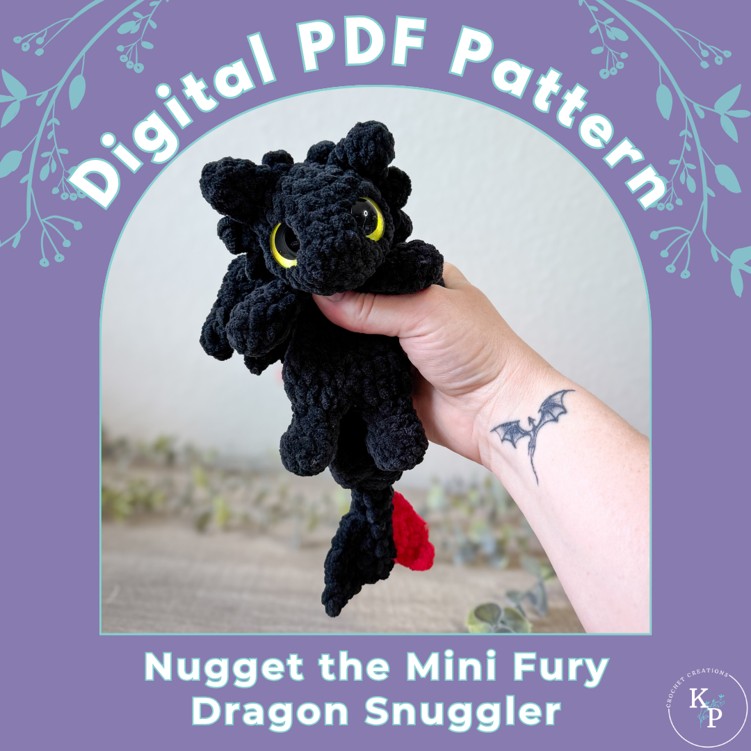 Nugget the Mini Fury Dragon Snuggler PDF Crochet Pattern