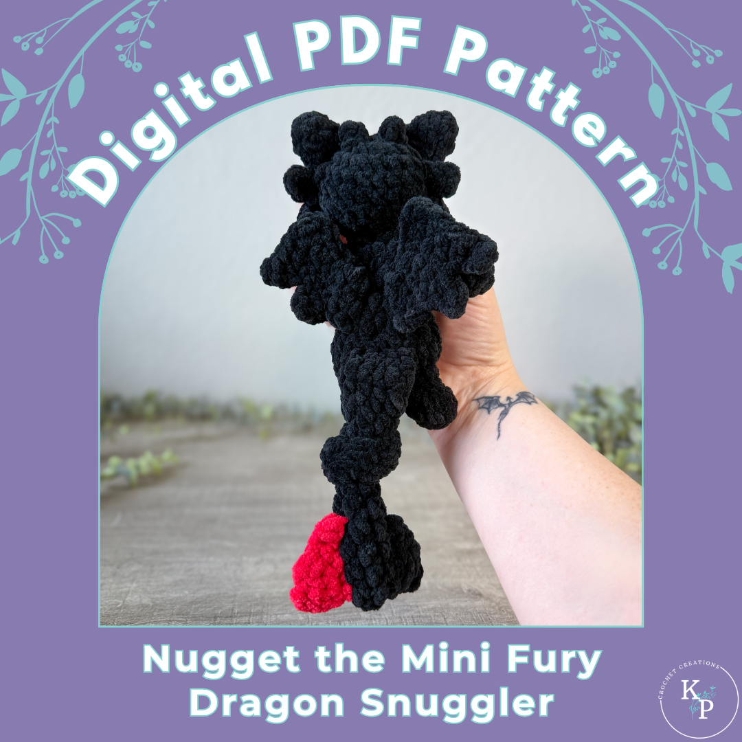 Nugget the Mini Fury Dragon Snuggler PDF Crochet Pattern