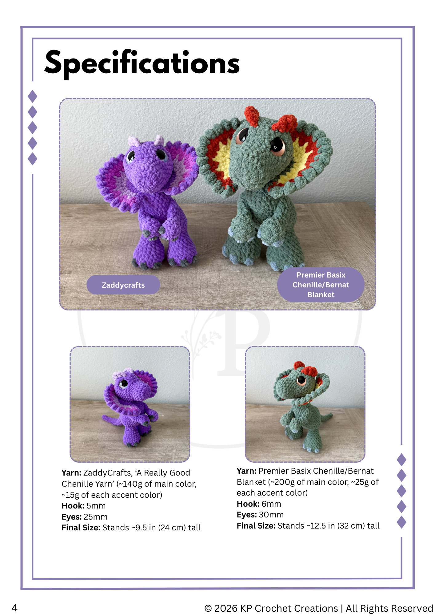 Dylan the Dilophosaurus PDF Crochet Pattern