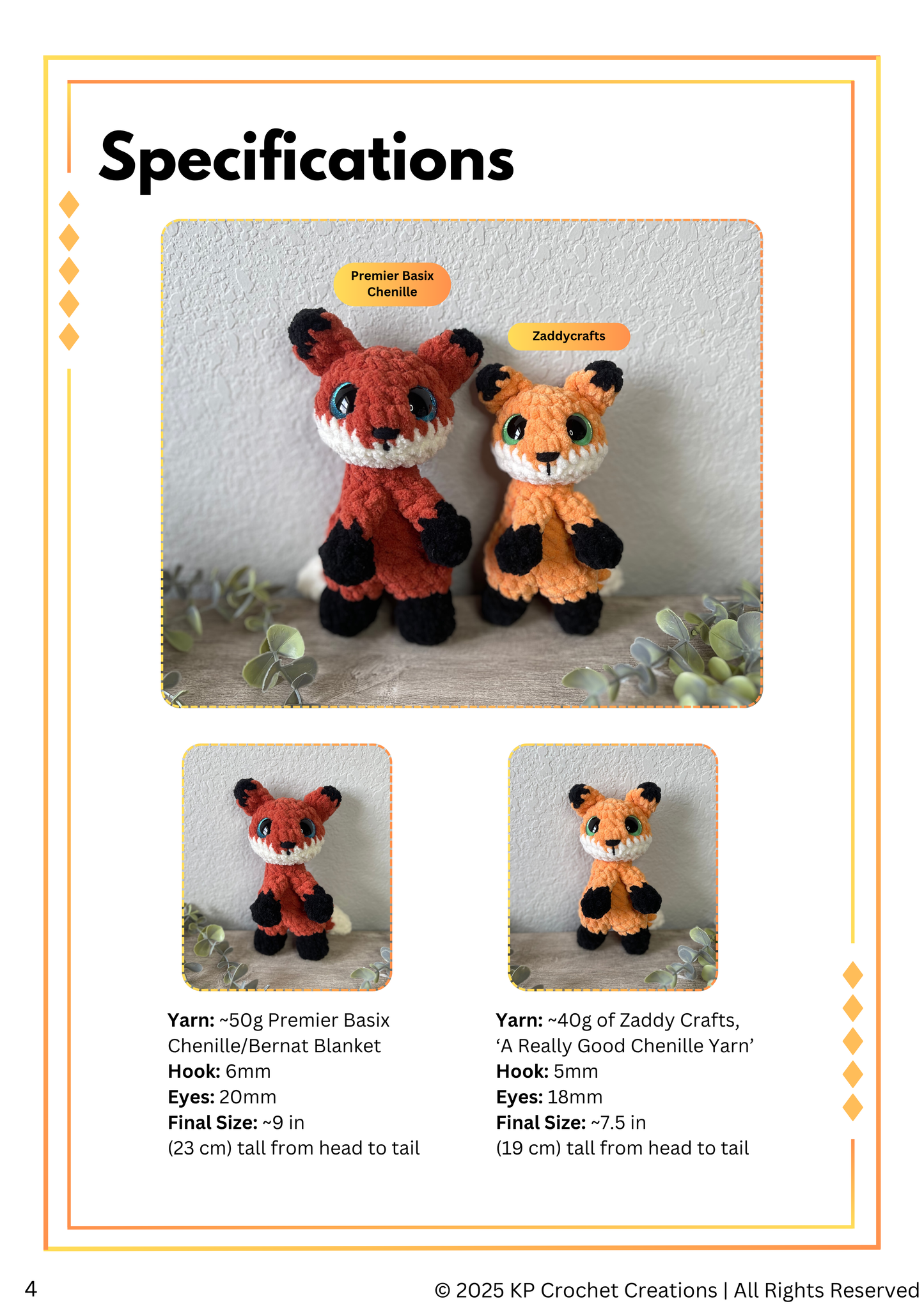 Finley the Mini Fox PDF Crochet Pattern - LOW SEW