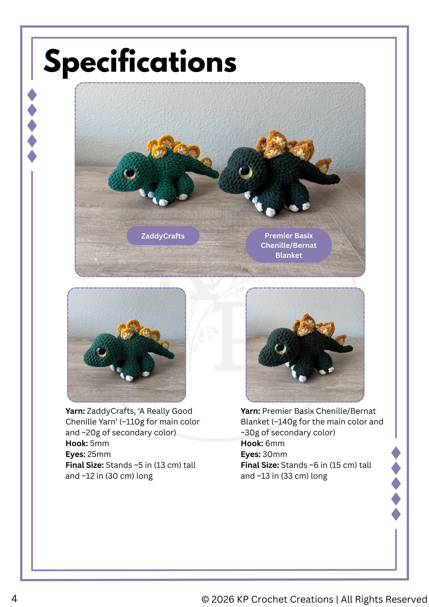 Stanley the Stegosaurus PDF Crochet Pattern
