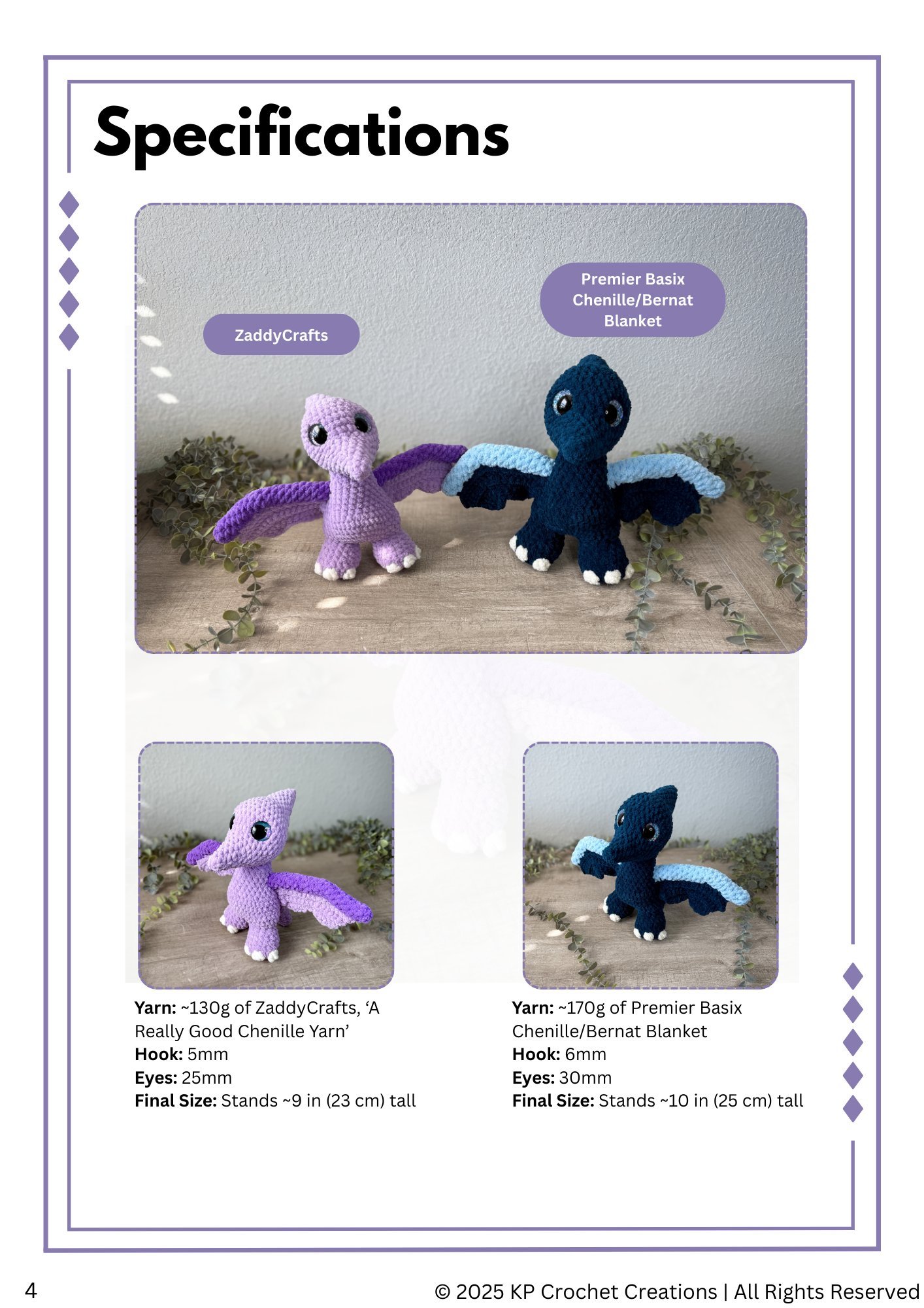 Perry the Pterodactyl PDF Crochet Pattern