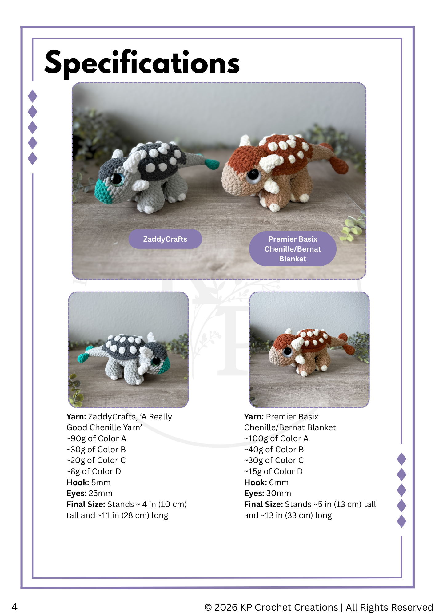 Arnie the Ankylosaurus PDF Crochet Pattern