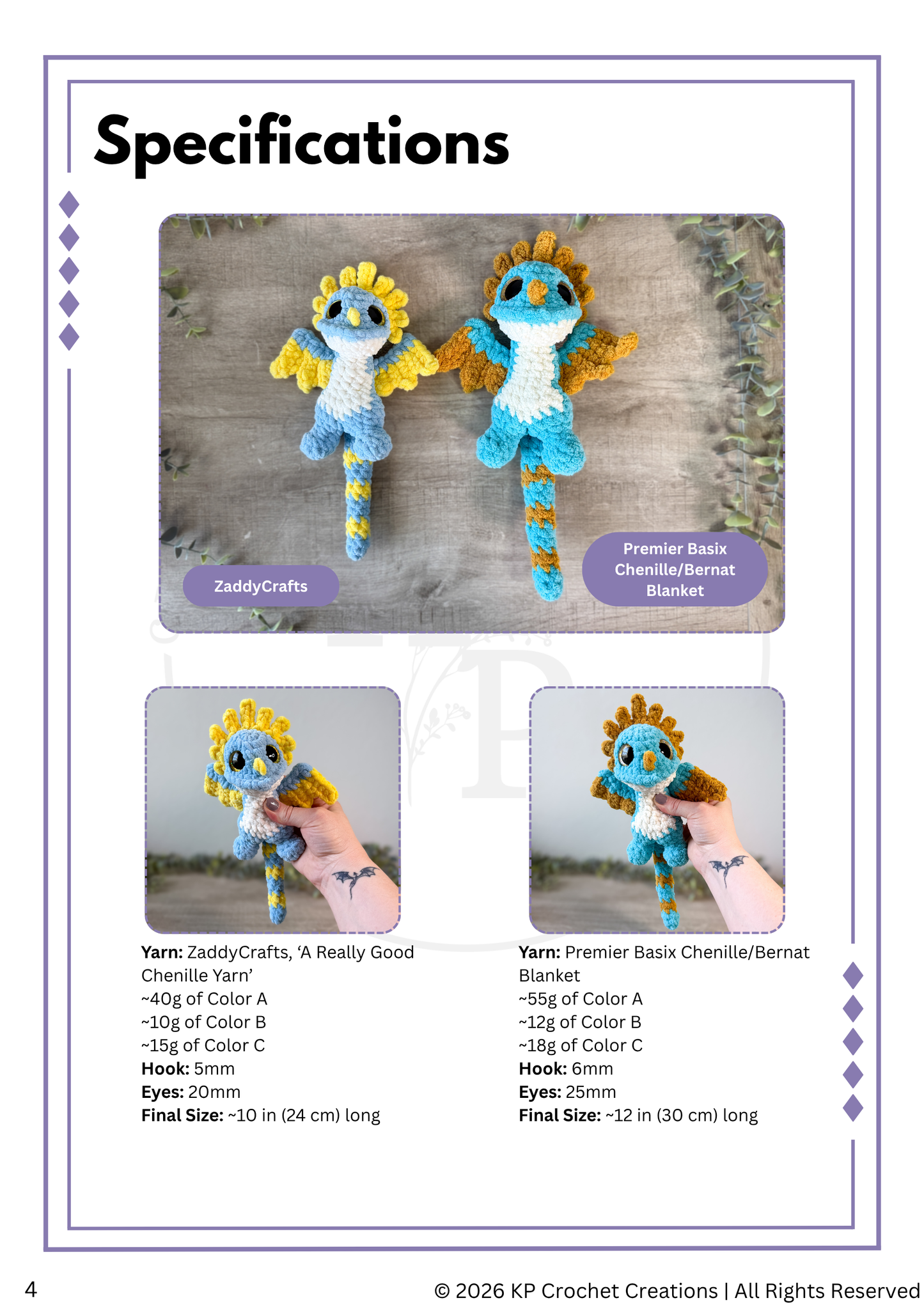Skye the Spike Dragon PDF Crochet Pattern