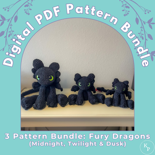 3 Pattern Bundle: Fury Dragons - Midnight, Twilight, & Dusk