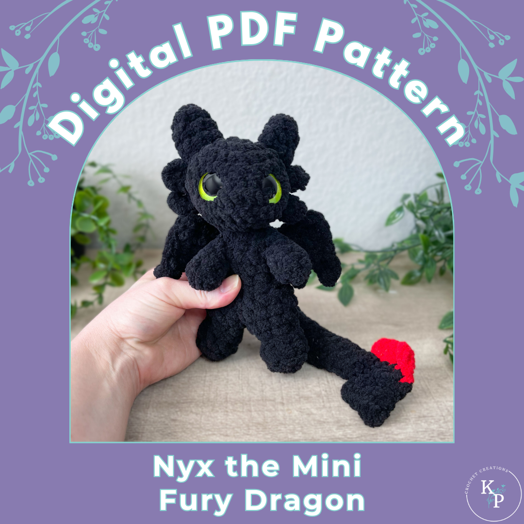 Nyx the Mini Fury Dragon PDF Crochet Pattern