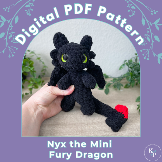 Nyx the Mini Fury Dragon PDF Crochet Pattern
