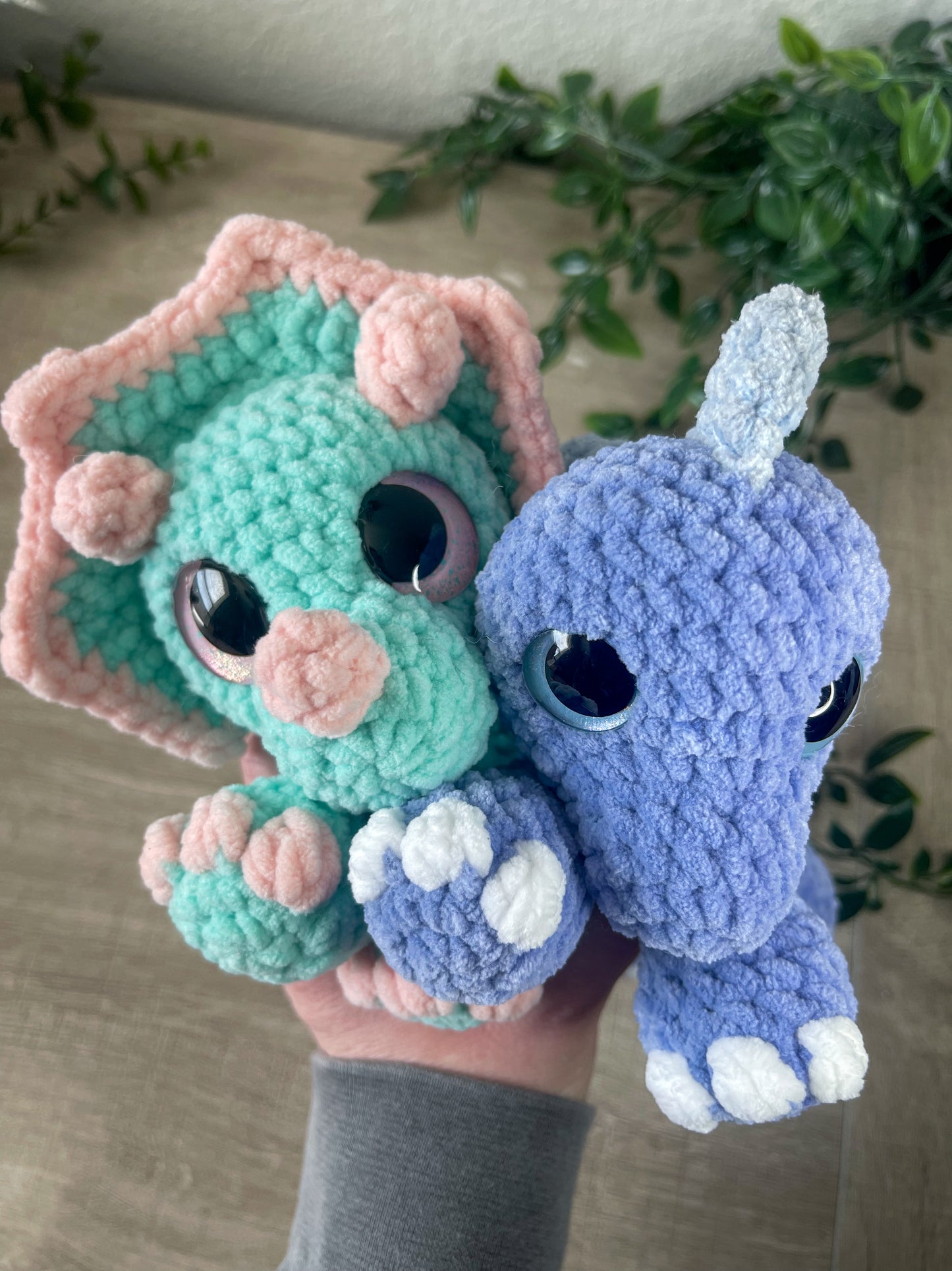 Dudley and Daphne the Cuddly Dinos 2 in 1 Crochet Pattern